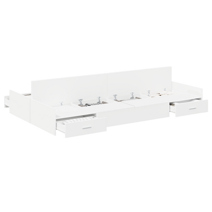 Seng med Opbevaring Hvid 120 X 190 Cm Melaminbelagt Træ - billede 3