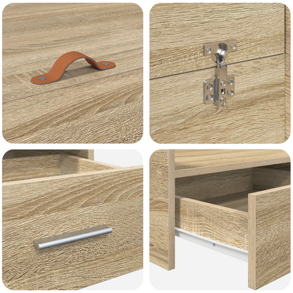 Seng med Opbevaring med Skuffe med Hovedgærde med Opbevaring Sonoma-eg 120 X 190 Cm Mdf - billede 9