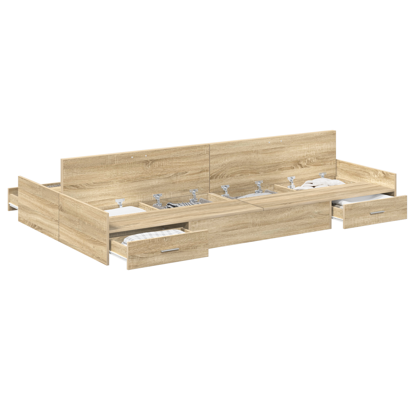Seng med Opbevaring med Skuffe med Hovedgærde med Opbevaring Sonoma-eg 120 X 190 Cm Mdf - billede 3