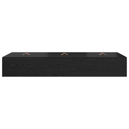 Sengestel Med Opbevaring Sort Eg 90 X 200 Cm Konstrueret Træ