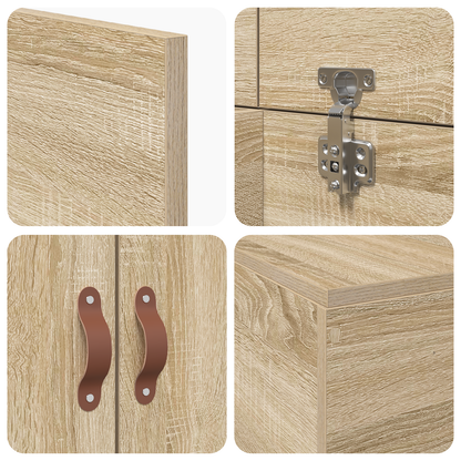 Sengestel Med Opbevaring Sonoma-Eg 90 X 200 Cm Konstrueret Træ