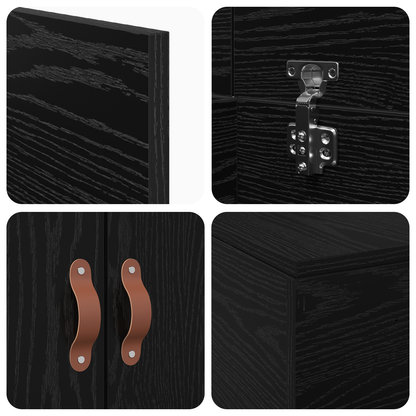 Sengestel Med Opbevaring Sort Eg 100 X 200 Cm Konstrueret Træ