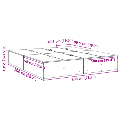 Sengestel Med Opbevaring Hvid 200 X 200 Cm Konstrueret Træ
