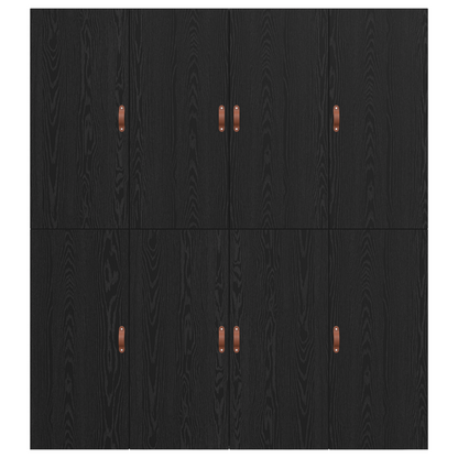 Sengestel Med Opbevaring Sort Eg 200 X 200 Cm Konstrueret Træ