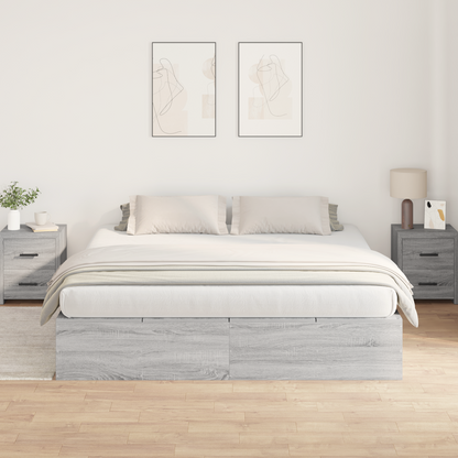 Sengestel Grå Sonoma-Eg 200 X 200 Cm Konstrueret Træ