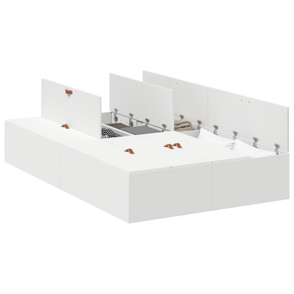 Sengestel Med Opbevaring Hvid 120 X 200 Cm Konstrueret Træ