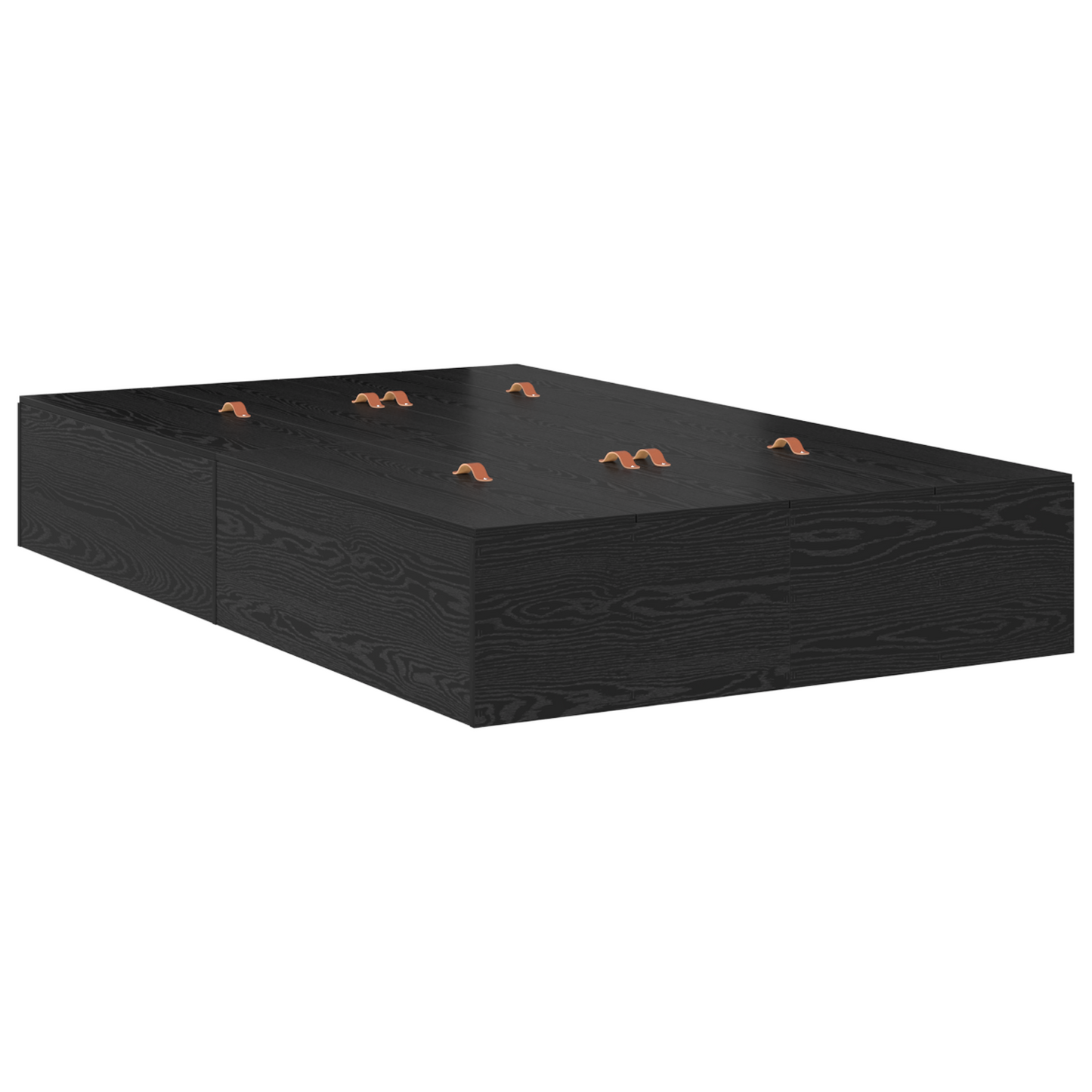 Sengestel Med Opbevaring Sort Eg 120 X 200 Cm Konstrueret Træ