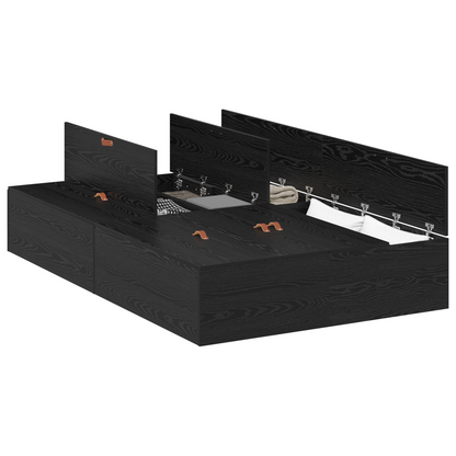 Sengestel Med Opbevaring Sort Eg 120 X 200 Cm Konstrueret Træ