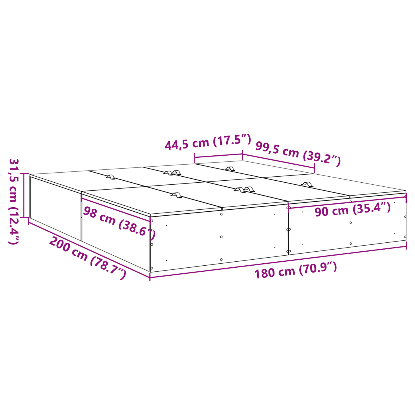 Sengestel Gammelt Træ 180 X 200 Cm Konstrueret Træ