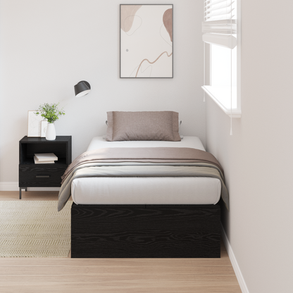 Sengestel Med Opbevaring Sort Eg 90 X 190 Cm Konstrueret Træ