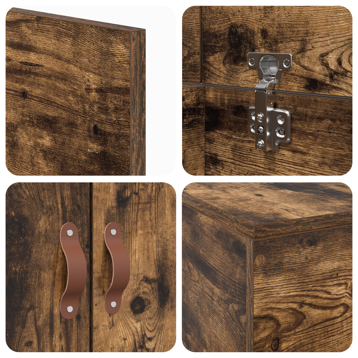 Sengestel Med Opbevaring Røget Eg 90 X 190 Cm Konstrueret Træ