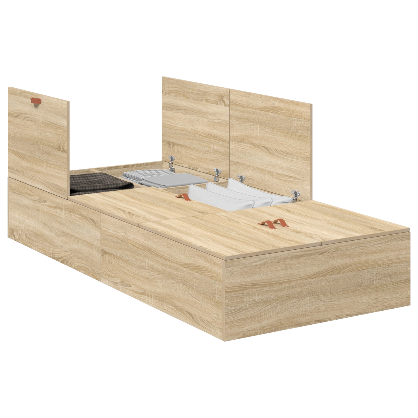 Sengestel Med Opbevaring Sonoma-Eg 75 X 190 Cm Konstrueret Træ