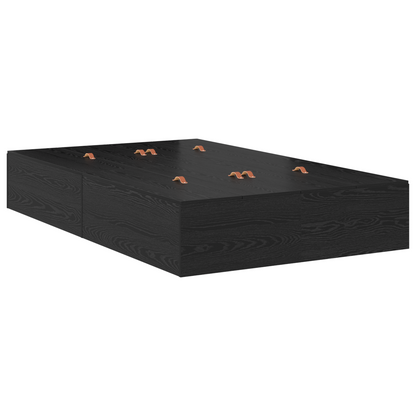 Sengestel Med Opbevaring Sort Eg 120 X 190 Cm Konstrueret Træ