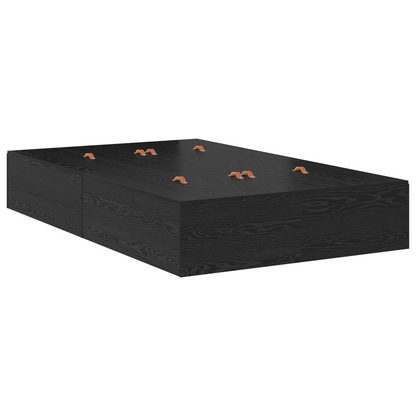 Sengestel Med Opbevaring Sort Eg 120 X 190 Cm Konstrueret Træ