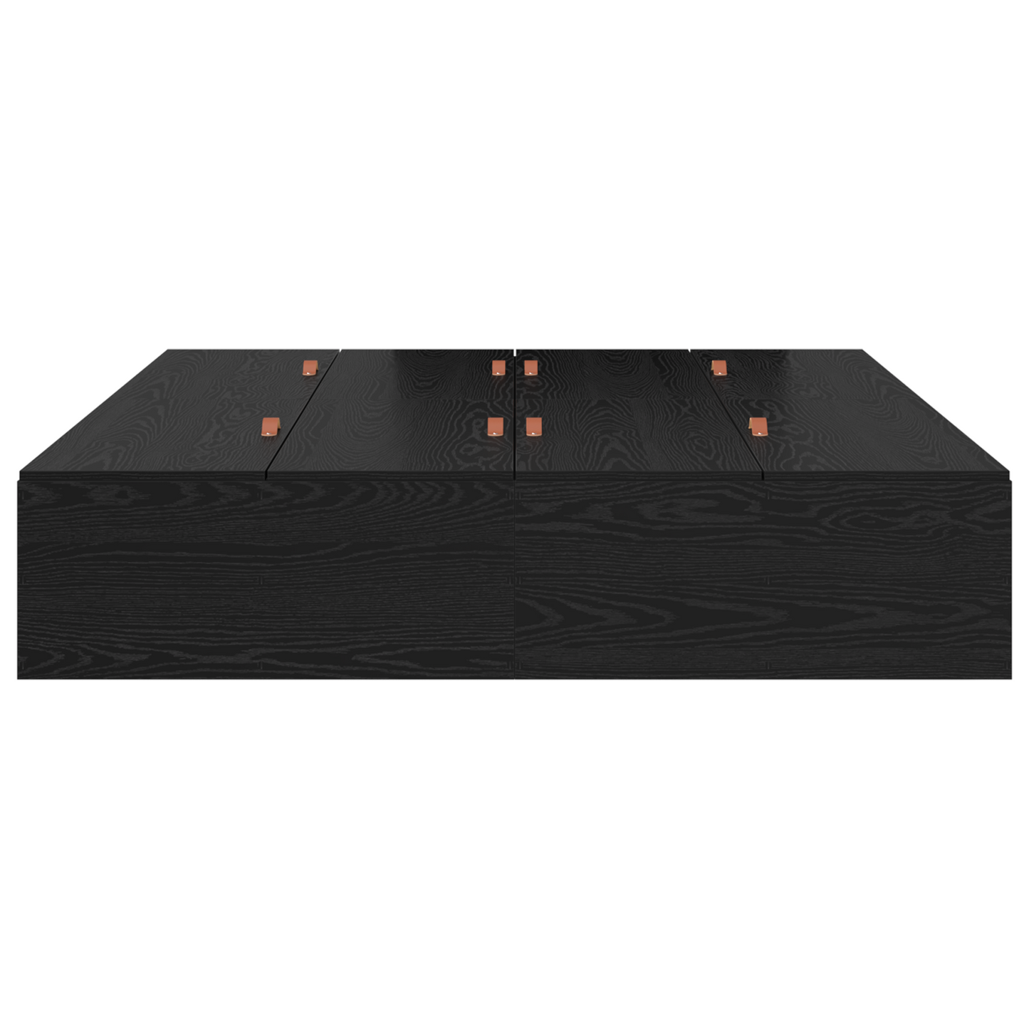 Sengestel Med Opbevaring Sort Eg 135 X 190 Cm Konstrueret Træ