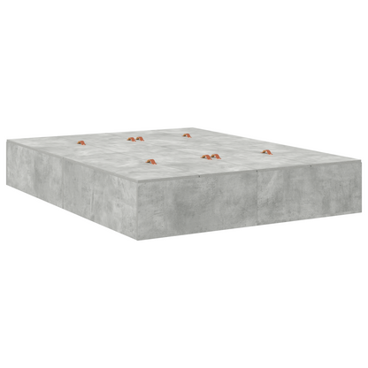Sengestel Med Opbevaring Betongrå 135 X 190 Cm Konstrueret Træ