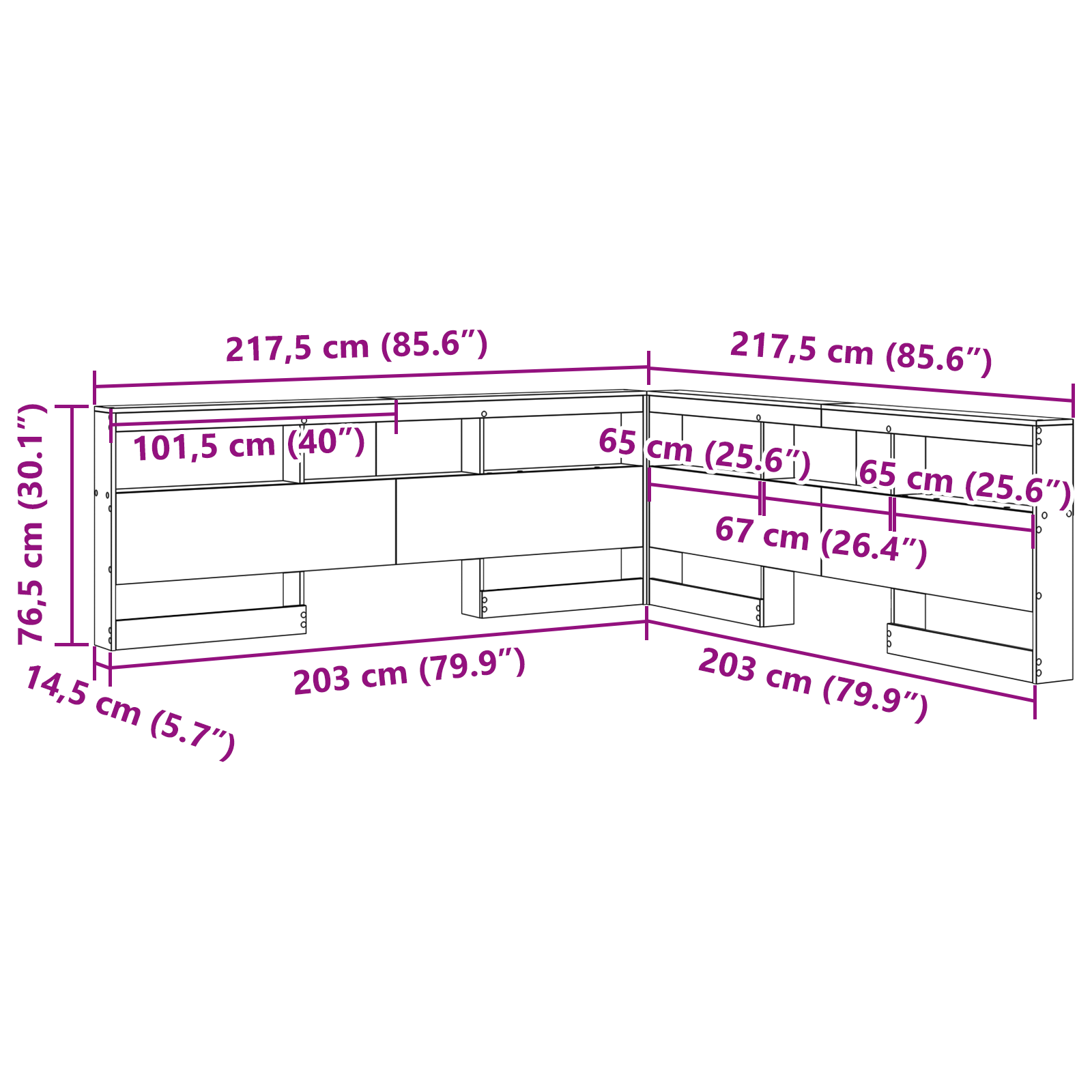 Opbevaringshovedgavl med Hylde Sonoma-eg 200 Cm Konstrueret Træ - billede 10