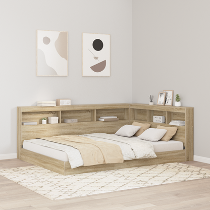 Opbevaringshovedgavl med Hylde Sonoma-eg 140 Cm Konstrueret Træ - hovedbillede