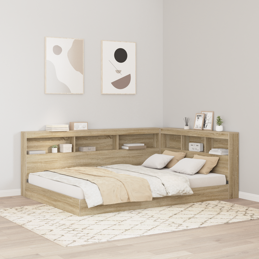 Opbevaringshovedgavl med Hylde Sonoma-eg 140 Cm Konstrueret Træ - hovedbillede