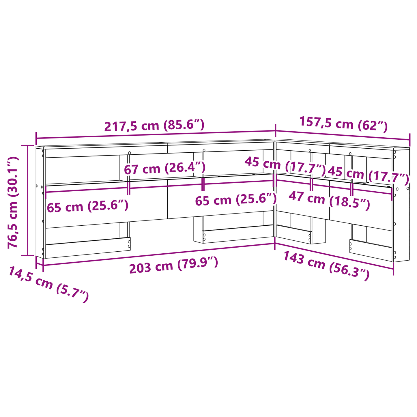 Opbevaringshovedgavl med Hylde Sonoma-eg 140 Cm Konstrueret Træ - billede 10