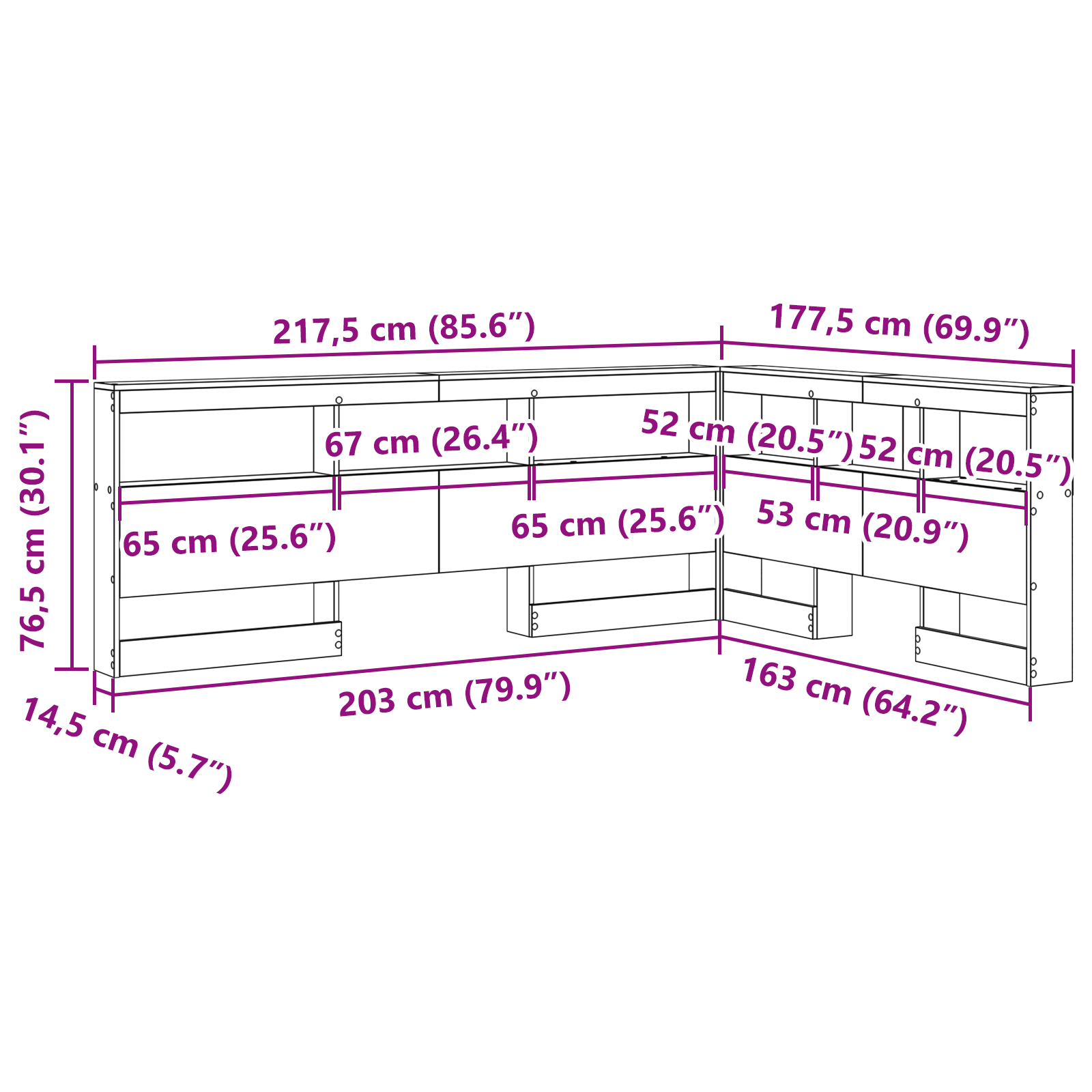 Opbevaringshovedgavl med Hylde Sonoma-eg 160 Cm Konstrueret Træ - billede 10