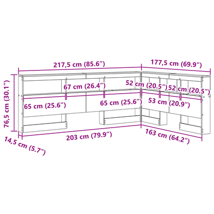 Opbevaringshovedgavl med Hylde Sonoma-eg 160 Cm Konstrueret Træ - billede 10