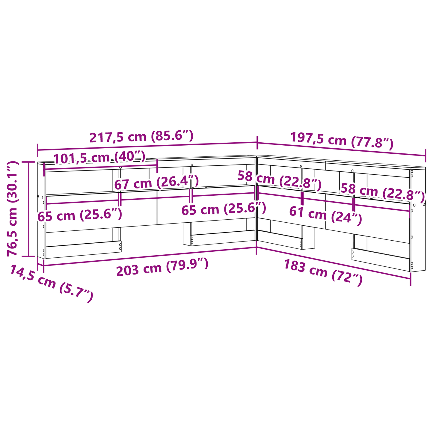 Opbevaringshovedgavl med Hylde Sonoma-eg 180 Cm Konstrueret Træ - billede 10