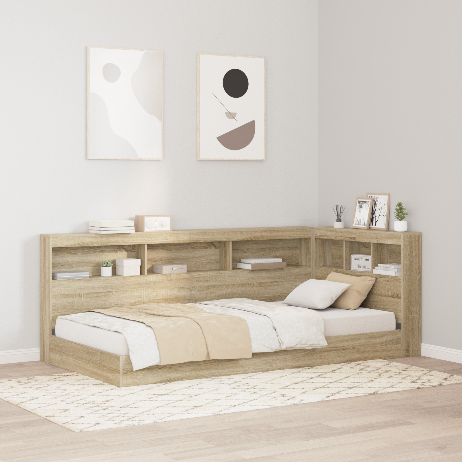 Opbevaringshovedgavl med Hylde Sonoma-eg 90 Cm Konstrueret Træ - hovedbillede