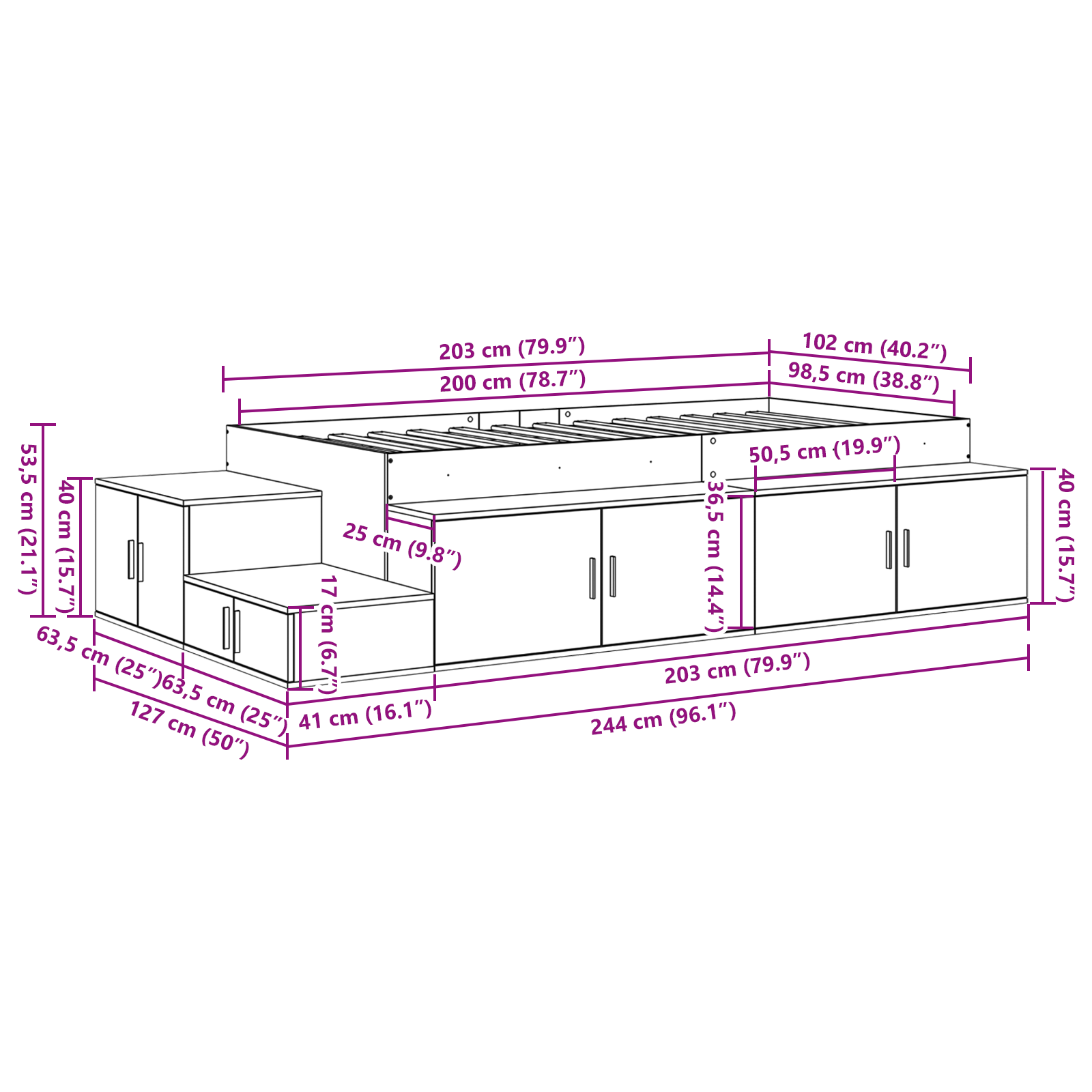Opbevaringsseng Hvid 80x200 Cm - billede 13