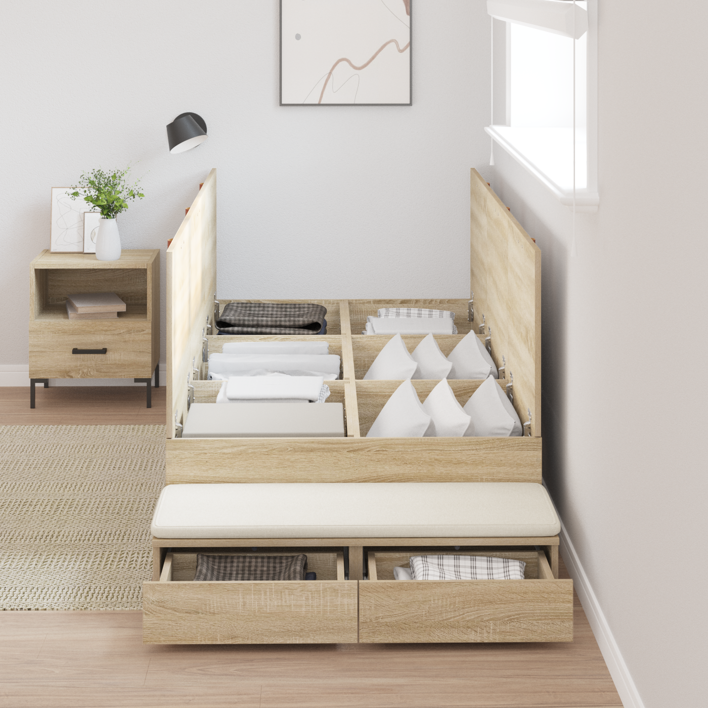 Opbevaringsseng i Sonoma Eg 80x200 Cm - billede 4