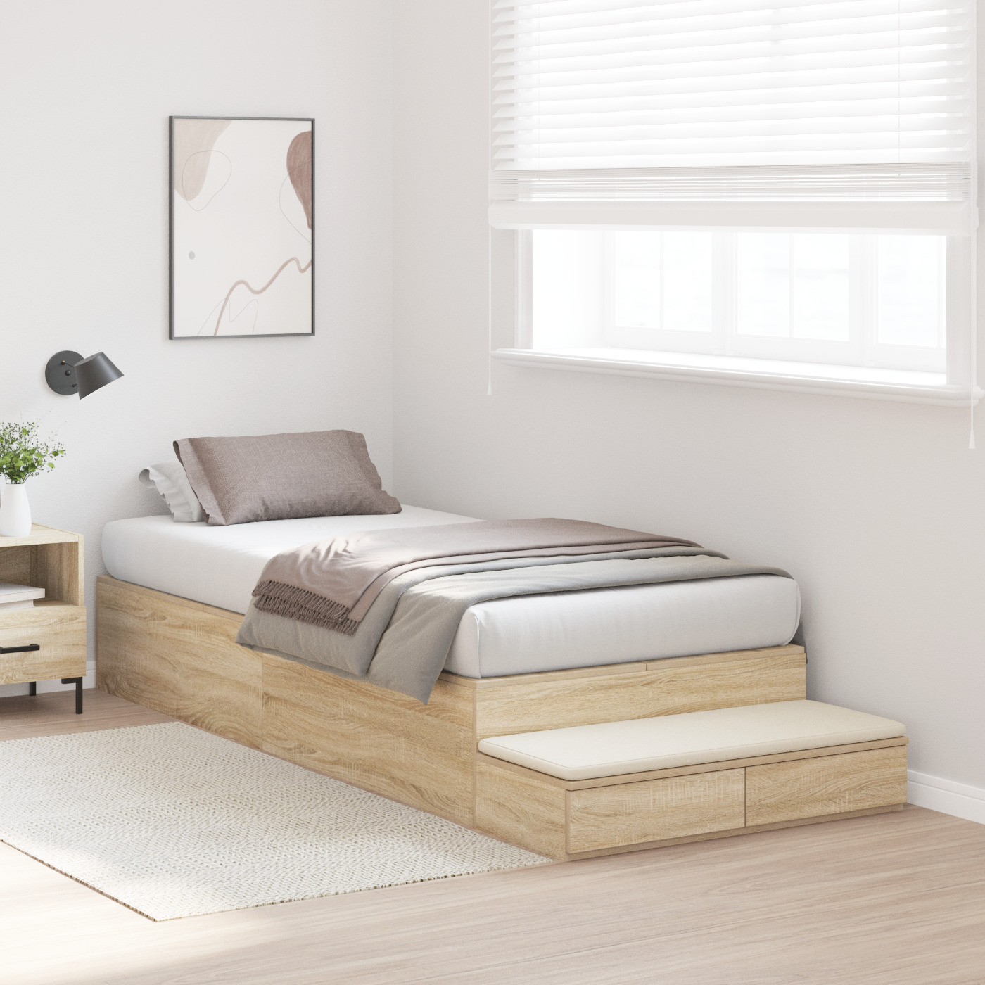Opbevaringsseng i Sonoma Eg 80x200 Cm - billede 5
