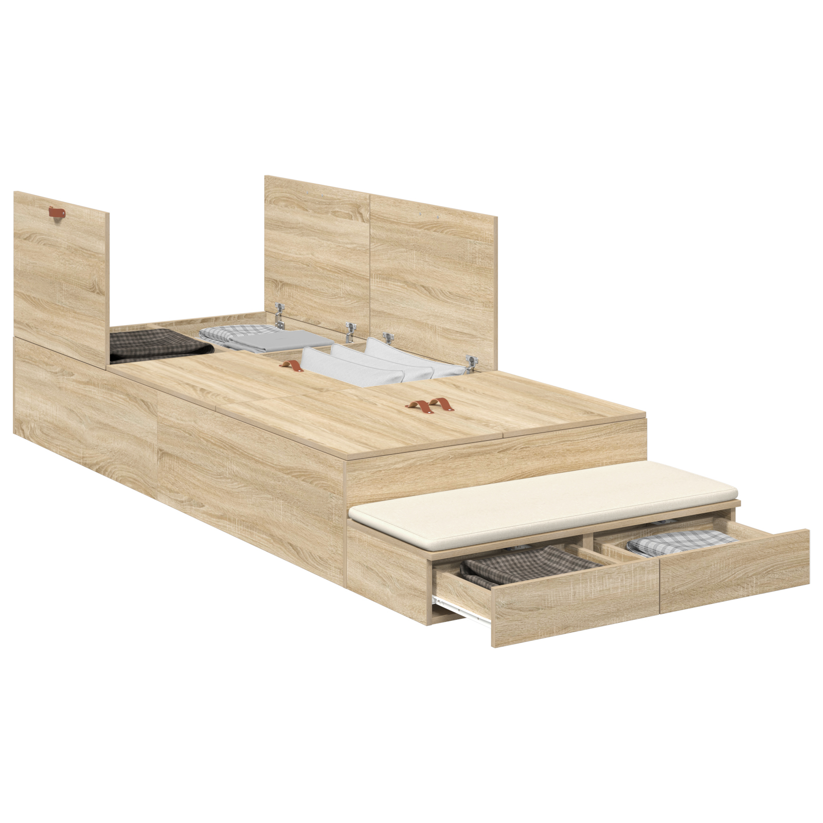 Opbevaringsseng i Sonoma Eg 80x200 Cm - billede 3