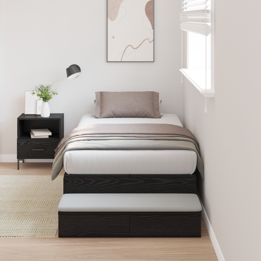 Opbevarings Seng i Sort Egetræ 90x200 Cm - hovedbillede