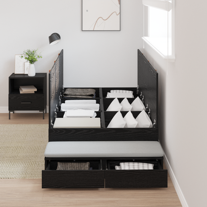 Opbevarings Seng i Sort Egetræ 90x200 Cm - billede 4