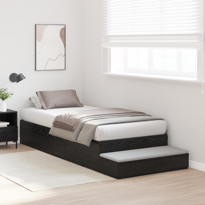 Opbevarings Seng i Sort Egetræ 90x200 Cm - billede 5