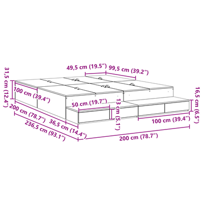 Opbevarings Sengestel Hvid 200x200 Cm - billede 9