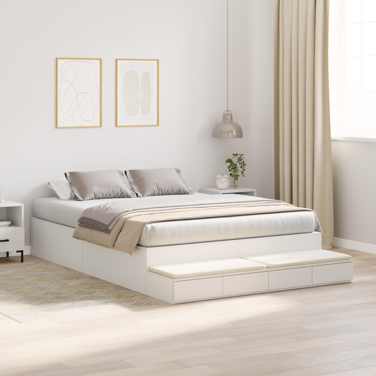 Opbevaringsseng Hvid 140x200 Cm - billede 5