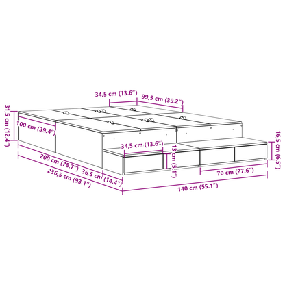 Opbevaringsseng Sonoma Eg 140x200 Cm - billede 11