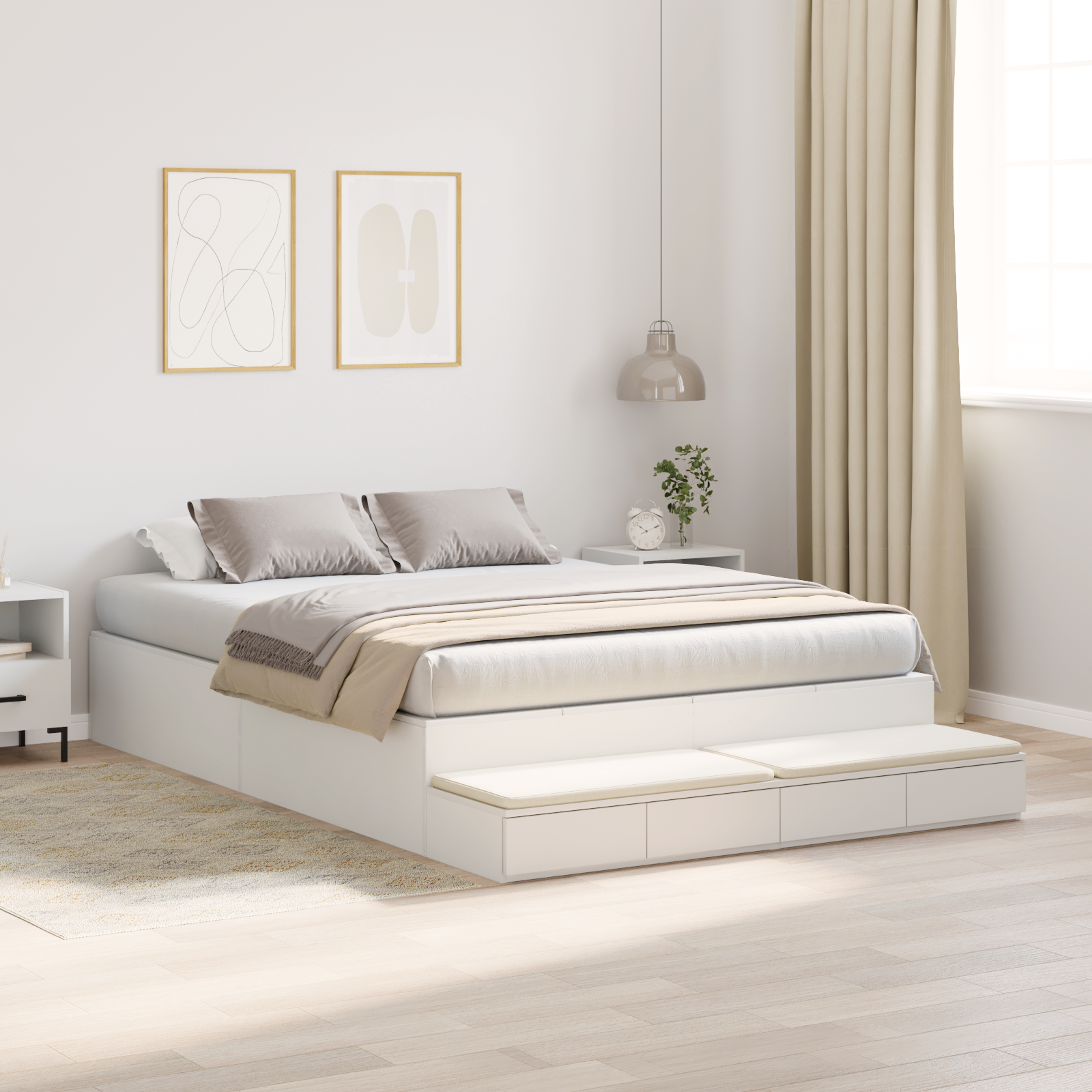 Opbevaringsseng Hvid 150x200 Cm - billede 4