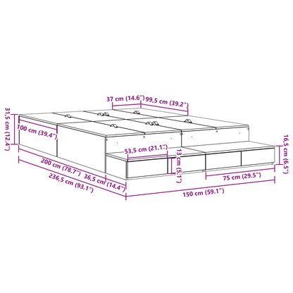 Opbevarings Senge Ramme Sonoma Eg 150x200 Cm - billede 7