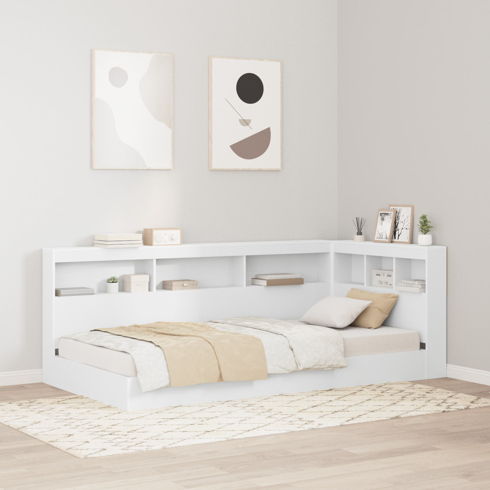 Bogskabsseng Hvid 90x200 Cm i Konstrueret Træ - hovedbillede