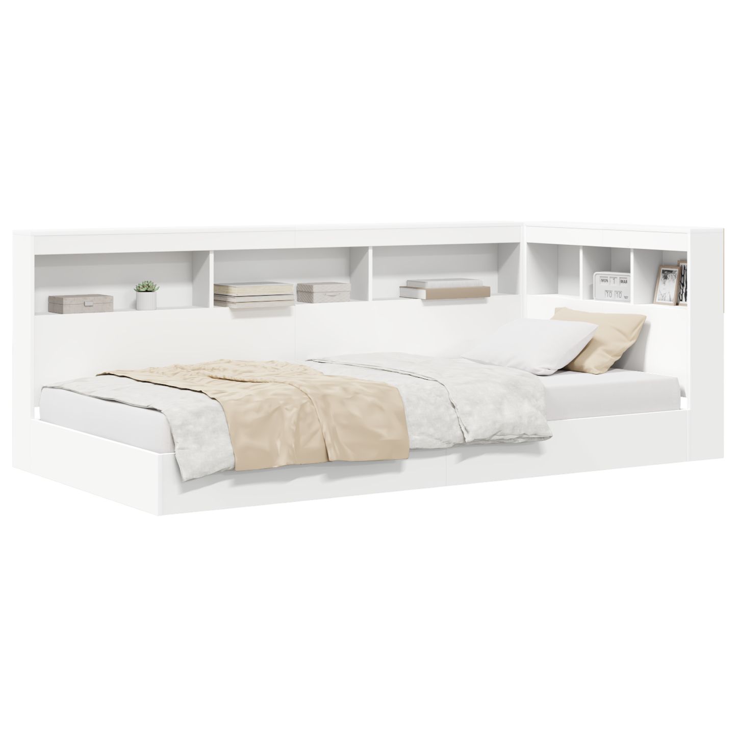 Bogskabsseng Hvid 90x200 Cm i Konstrueret Træ - billede 3