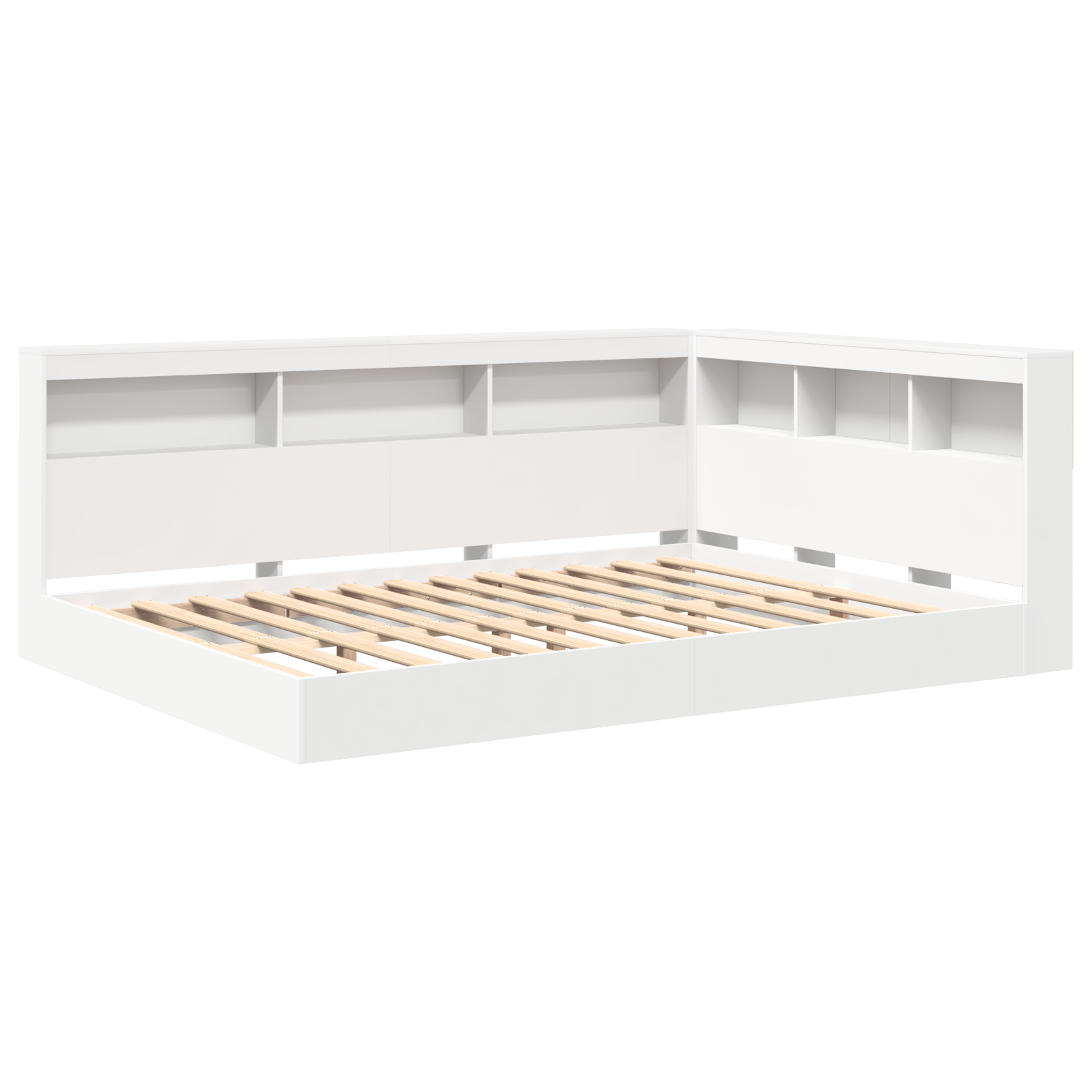 Sengebogreol med Hylde 2 Pcs Hvid 140 X 200 Cm Konstrueret Træ - billede 2