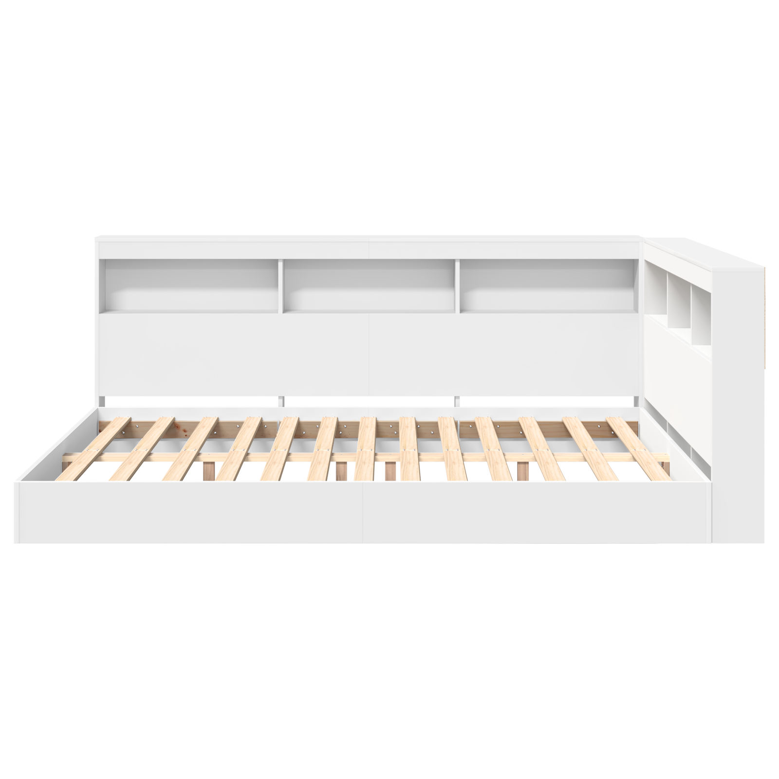 Sengebogreol med Hylde 2 Pcs Hvid 140 X 200 Cm Konstrueret Træ - billede 6