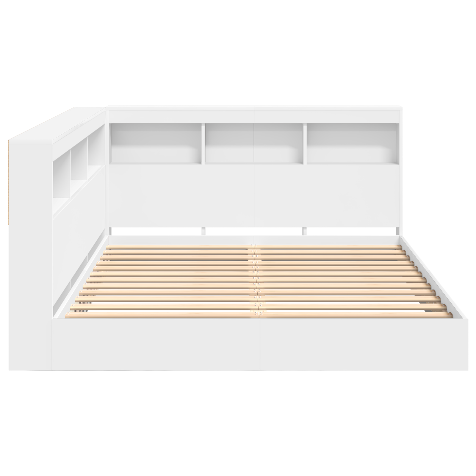 Sengebogreol med Hylde 2 Pcs Hvid 140 X 200 Cm Konstrueret Træ - billede 7