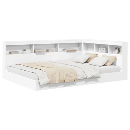 Sengebogreol med Hylde 2 Pcs Hvid 140 X 200 Cm Konstrueret Træ - billede 3