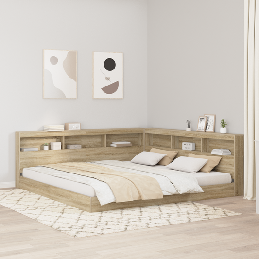 Bogreol Seng i Sonoma Eg 180x200 Cm - Ingeniørtræ - hovedbillede