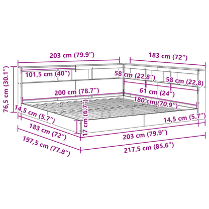 Bogreol Seng i Sonoma Eg 180x200 Cm - Ingeniørtræ - billede 12
