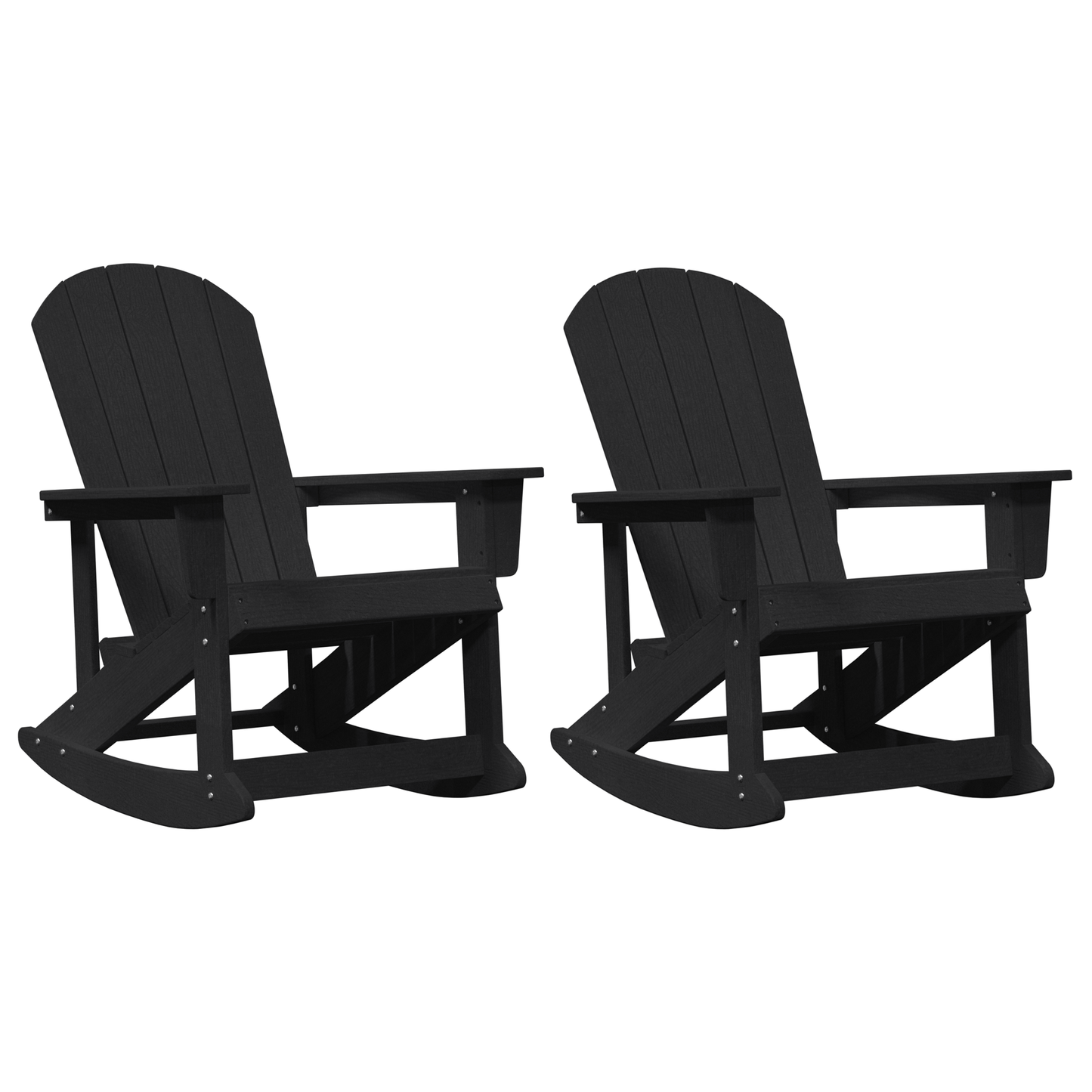 Adirondack Gyngestole 2 Pcs Sort 73,5 X 92 X 90 Cm Hdpe - billede 2