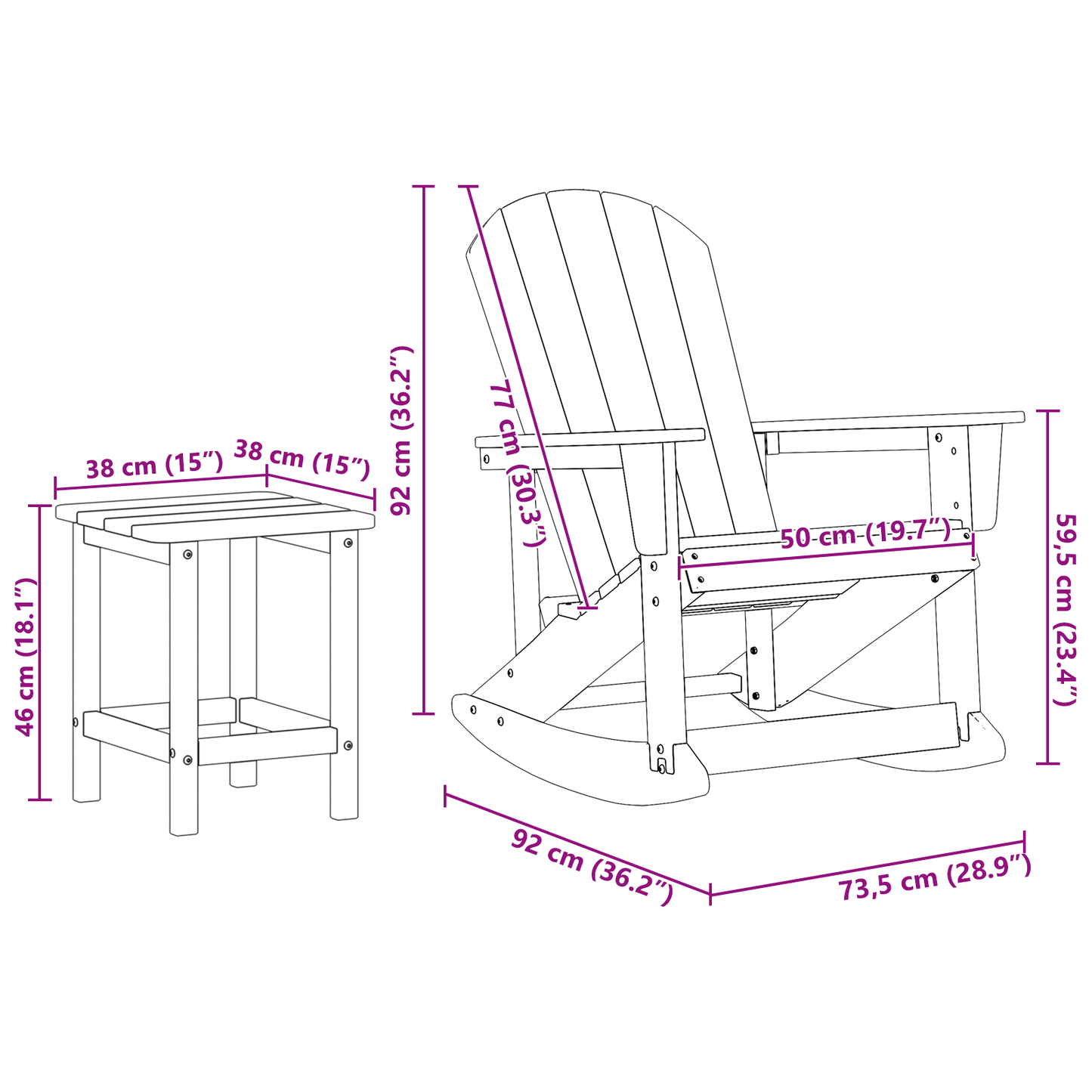 Have Lounge Sæt 3 Pcs Sort Medium 38 X 38 X 46 Cm Hdpe - billede 10